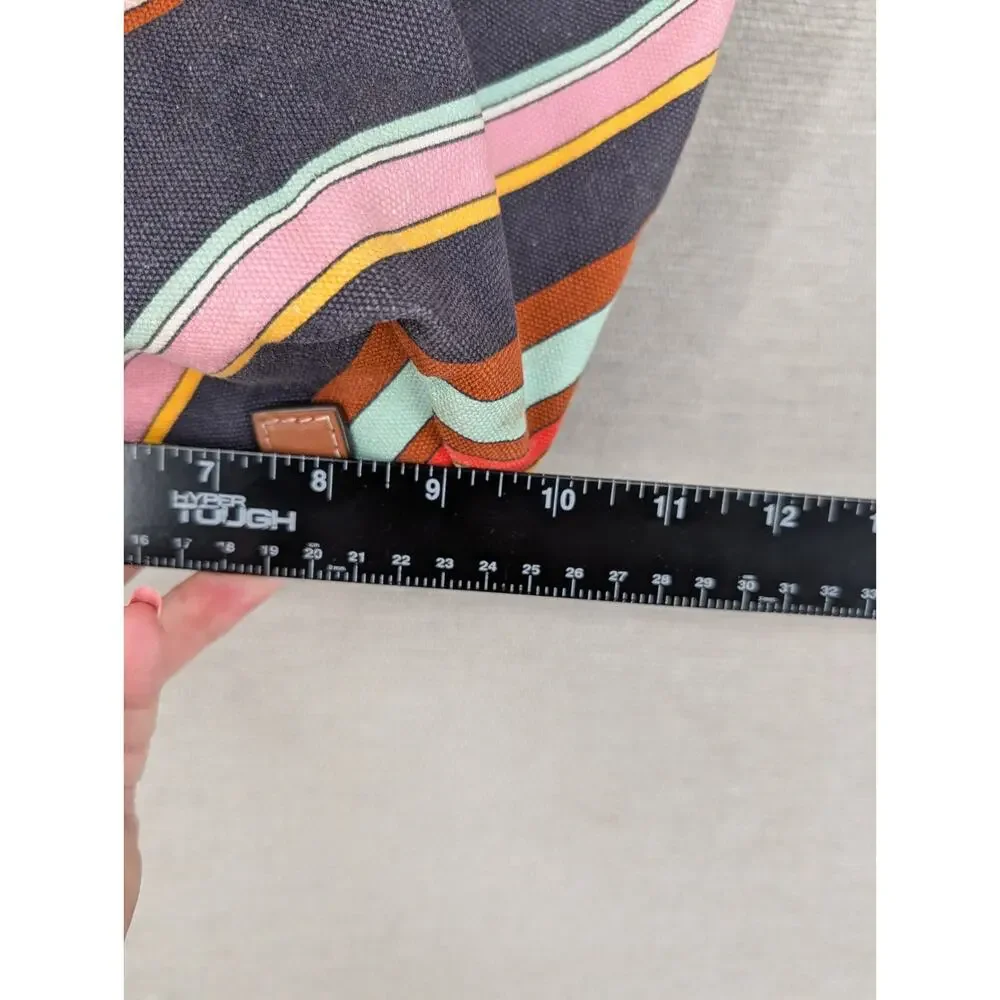 Tory Burch Ella Tote Bag Multicolor Stripe Canvas
